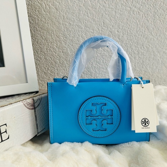 NWT Tory Burch Ella Bio Mini Tote Crossbody - Blue Azure - Sold Out Color! - Picture 5 of 12